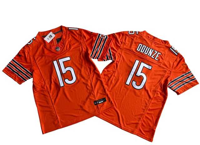 Mens Chicago Bears #15 Rome Odunze Orange 2024 Draft F.U.S.E. Vapor Stitched Jersey